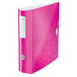Leitz Lever Arch File, Metallic pink, A4, Curved spine 75mm width, Elastic fastening, Light polyfoam, WOW Range, 11060023