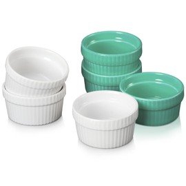 Vidalenta Mini Ramekins 1.5 oz Dipping Sauce Cups Ceramic Tiny Ramekins Set of 6 - Porcelain Souffle Dish Condiment Cups Small Bowls for Charcuterie Board, Microwave & Oven Safe, WhiteGreen