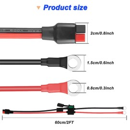 Xiatiaosann 45A Connecter to Ring Terminal Cable, 10AWG Dual Positive/Negative ATC Style Fuse Holder Solar Power Wire with O-Ring and 45A Plug for Automotive (60cm/2FT)