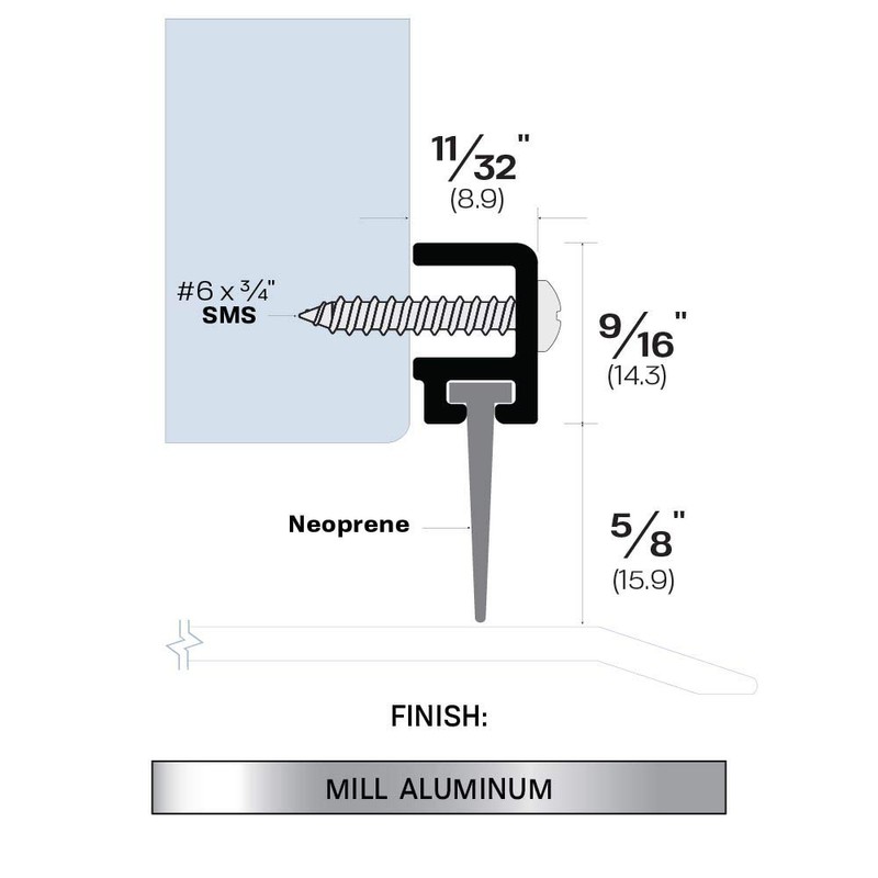 Fire Rated/Aluminum Door Sweep with Solid Rubber Extrusion (7583MA), 11/32”W