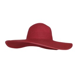 WITHMOONS Straw Hats for Women Floppy Sun Red Hats Beach Wide Brim Oversized UPF 50 with Strap Summer Roll Up SZ90045 (Red)