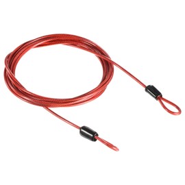 PATIKIL Security Steel Cable 2.5mm x 2m/6.56ft Coated Luggage Lock Wire Rope with Double Loop Red