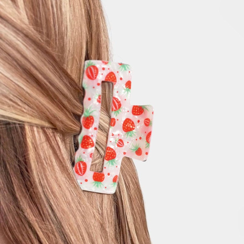 Strawberry Hair Claw, Strawberry Claw Clip, Fruit Clips, Summer Fruit