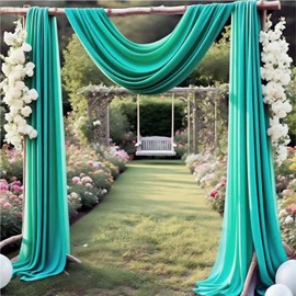 Wedding Arch Draping Fabric Teal 29" X 20FT Chiffon Fabric Sheer Drapes for Wedding Ceremony Arbor Engagement Party Bridal Shower Decoration | Teal Drapes Fabric 2 Panels