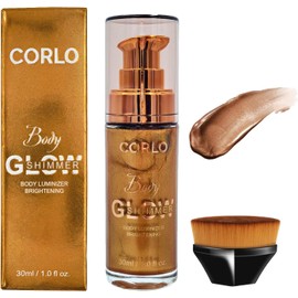 Corlo Aceite Corporal Iluminador Líquido Resistente Al Agua Hidratante De Larga Duración Bronceador Brillo Para El Rostro(Aceite Corporal) Bronce brillante