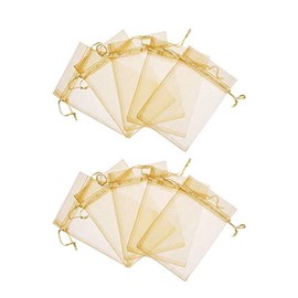 4x5 inches Drawstring Organza Jewelry Candy Pouch Wedding Party Favor Gift Bags (Gold)