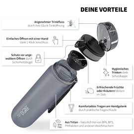 720°DGREE uberBottle Children's Water Bottle, 500 ml, softTouch with Sieve, Leak-Proof, BPA-Free Bottle for School, Sports, Fitness, Tritan Water Bottle, Slim, Lightweight, Shockproof, Reusable