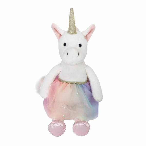 MON AMI Zoey The Dressed Unicorn Stuffed Animal, Soft & Cuddly Plush Animal Doll, Well Built Stuffed Doll for Child or Toddler |Use as Toy or Room Decor, Great Gift for Kids or Collectors, White, 17