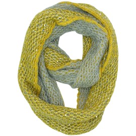 Yellow & Gray Two-Tone Sequin Infinity Winter Scarf