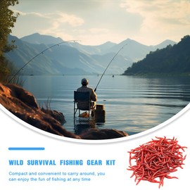 NJCXOLA Pack of 100 Artificial Bait Worms Fish, Fishing Bait Box Set Soft Plastic Worms Artificial Earthworm Artificial Worm Trout Bait Rubber Set for Fishing