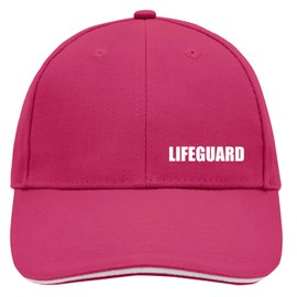 Huuraa Cappy Hat Lifeguard Lettering Unisex Cap Size with Motif for Swimming Champion Gift Idea for Friends and Family, Pink/white