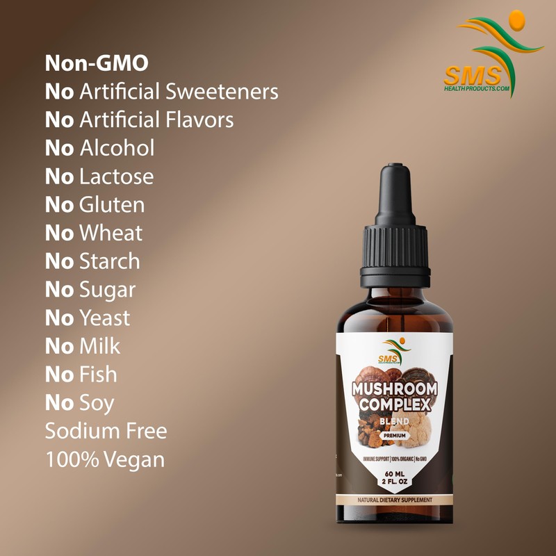 Mushroom Complex Liquid Drops, Lions Mane, Turkey Tail, Chaga, for