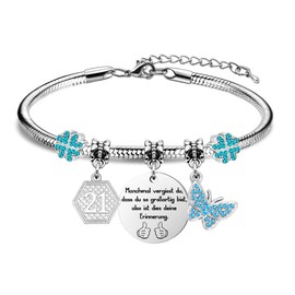 HEYEJET Birthday Bracelet for Women Girls with Crystal Blue Butterfly 10-70 Years Birthday Gifts for Family Girlfriend Sister Birthday Jewellery Gift for Mother's Day Christmas, Stainless Steel,