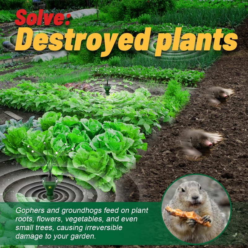 X-octenol 4 Pack Mole Repellent for Lawns Solar Powered Gopher