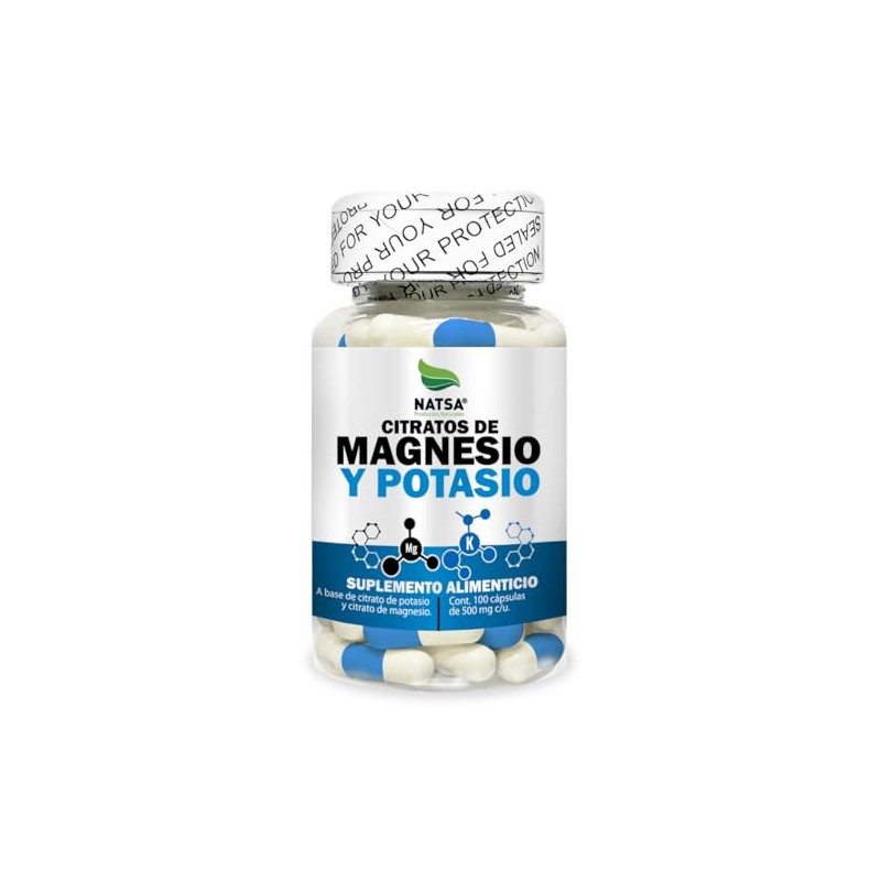 Citratos de Magnesio y Potasio 100 Cápsulas, Calidad Premium