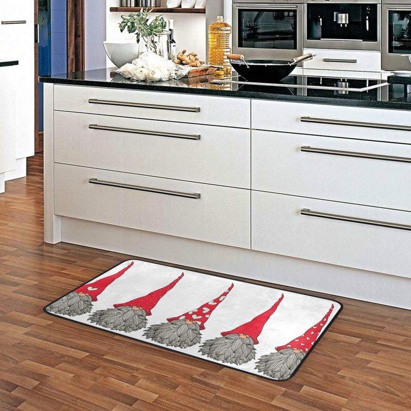 Kitchen Rugs Runner Cute Gnomes Christmas Pattern Doormat Bath Rugs