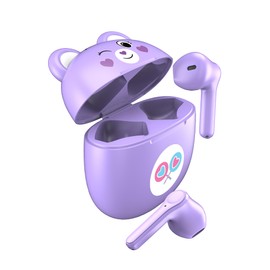 Care Bears Bluetooth Wireless Earbuds with Charging Case - Built-in Mic, Easy Pairing, Cute Share Bear Design, Purple, Perfect for Kids, Teens Fans