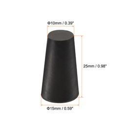 sourcing map Rubber Tapered Plug 10mm to 15mm Solid Test Tubes Bungs Stopper Black for Lab Home 15 Pieces