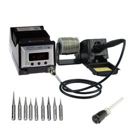 Aoyue 9378 Pro Series 60 Watt Programmable Digital Soldering Station - ESD Safe, includes 10 tips, C/F switchable, Configurable Iron Holder, Plug-in Spare Heating Element