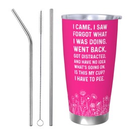 Gorwencchi Travel Coffee Tumbler 20 Oz I Came I Saw Forgot What I Was Doing Color Electric Pink Tumbler With Lid And Straw Insulated Tumblers Stainless Steel Tumblers Funny Gifts For Men