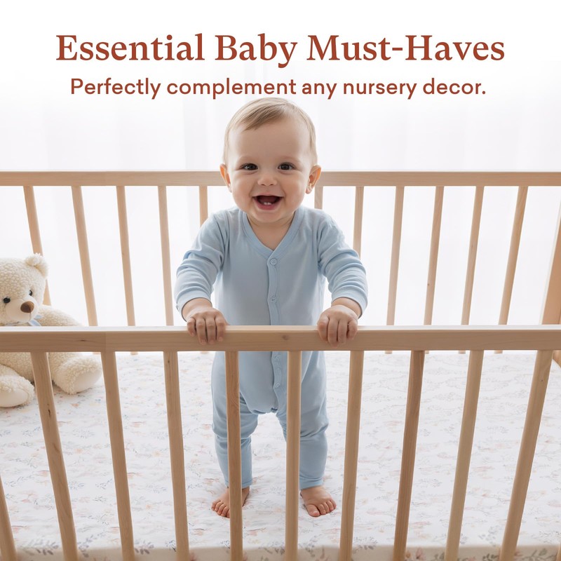 Baby Crib Sheets (2-Pack) for Boys Girls, Soft Fitted Sheets