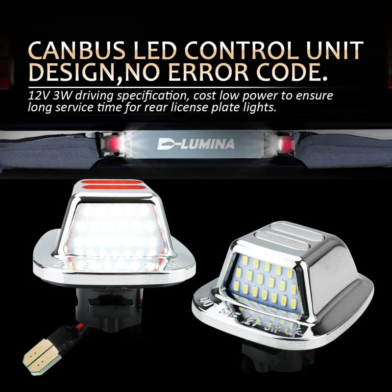 D-lumina LED Chrome Red OLED License Plate Light for 1988-1998