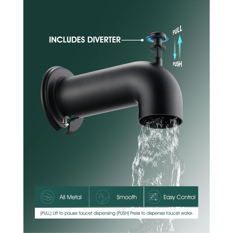 LOCALAND Tub Spout with Diverter, Bathtub Spout for Hand Shower,Matte