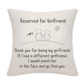 Bommex Funny Cartoon Cushion Covers Thank You For Being My Girlfriend If I Had A Different Girlfriend I Would Pouch Her In The Face And Go Find You Girlfriend Birthday Valentine's (girlfriend)