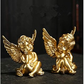 Artgenius 4" Sleeping Baby with Wing Angel Figurine Statue Decorative Sculpture for Home,Office and Gift (Gold)