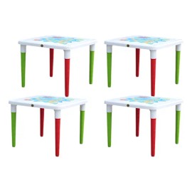 Kit 4 Mesas Didáctica Infantil Con Portavasos Mesa De Juegos