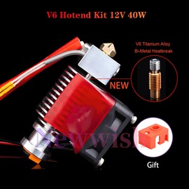 Newwish V6 All Metal Hotend Full Kit,24V 40W Direct & Bowden J-Head Hotend,Upgrade V6 Bi-Metal Heatbreak,Cooling Fan for 3D Printers V6 Hotend,Titan,Dual Driver Extruder.