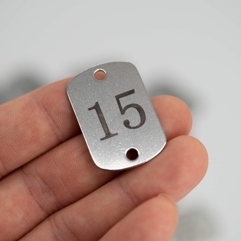 Rectangular Stainless Steel Numbered Tags Key Tags with Two Holes