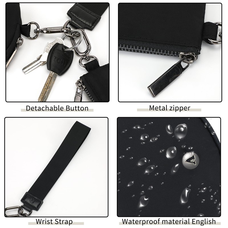 VUTUXA KeyChain Wallet Wristlet Wallets For Women Mini Zip Dual