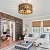 3-Light Rustic Flush Mount Light Fixture, 12.2 Inch Farmhouse Wood