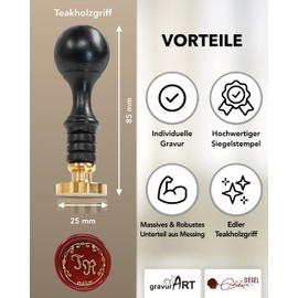 gravurART Teak Wood Seal with Decorative Edge