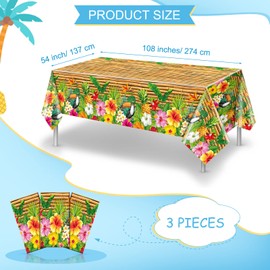 Frienda Tiki Tablecloth Tiki Decorations Luau Table Cover Hawaiian Party Plastic Table Cloth Disposable Tiki Totem Decor for Hawaii Beach Tropical Decoration Supplies Aloha (Modern Style,9 Pieces)