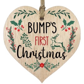 Bumps First Christmas - Hanging Wooden Heart Sign Plaque Thank you Gifts for Women - Light Wood Hearts Signs, Thank You Gifts, Friendship Plaque, Best Friend Birthday, Baby Gift
