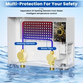 Tankless Water Heater Electric, 13kW 240Volt On Demand Instant Hot Water Heater with LED Digital Display Self-modulating, Overheating Protection, CSA Certified, Up to 3.38 GPM for 2-3 Point of Use