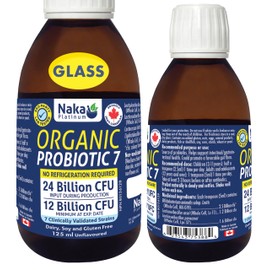 Naka Platinum Organic Probiotic 7 Liquid, Shelf Stable, Support Digestive Health, Unflavoured, Made in Canada (125ml)