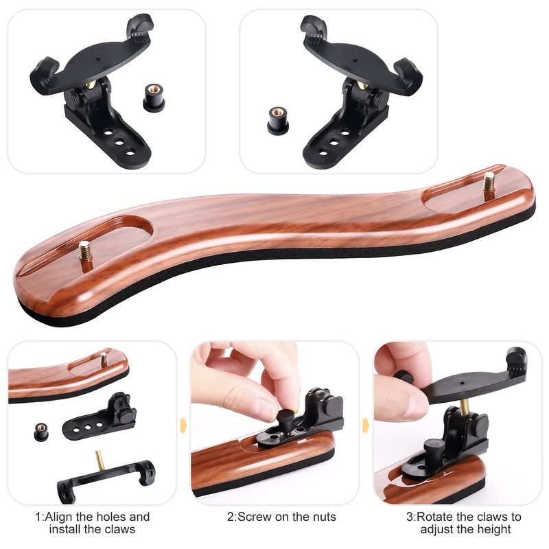 Fansjoy Violin Shoulder Rest for 3/4 and 4/4 Violin, Wood