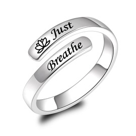 BEILIN Just Breathe Toe Ring 925 Sterling Silver Adjustable Toe Rings Lotus Inspirational Jewelry Gifts for Women, Metal, No Gemstone