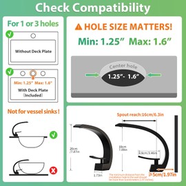 Oersitor Bathroom Sink Faucet Modern Single Hole 1-Handle Faucet Chrome (Black)