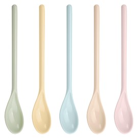 Pack of 5 Egg Spoons Plastic Colourful Plastic Spoon Long Plastic Spoon Small Long Egg Spoons Coffee Spoon Plastic Spoon Long Reusable for Home Kitchen Coffee Drinks Eggs Ice Yoghurt