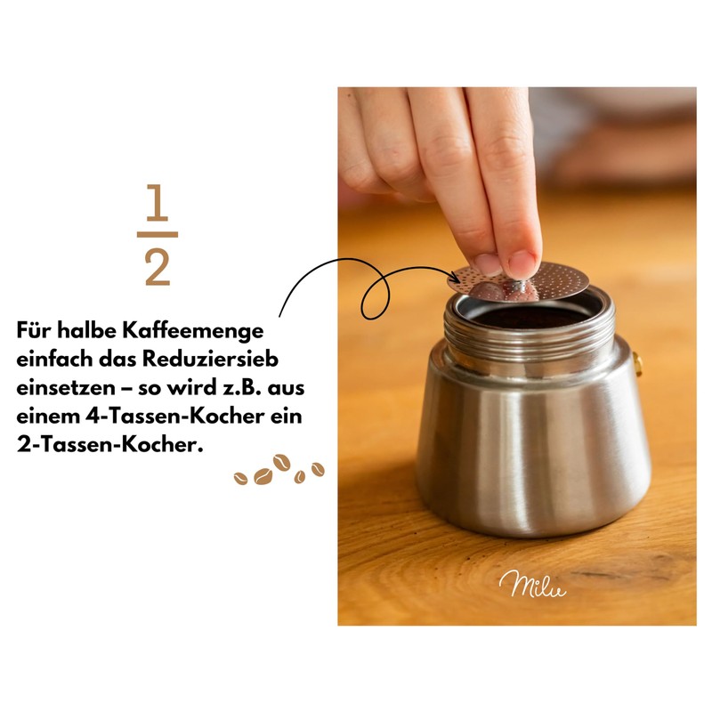 Milu Espresso Maker Suitable for Induction | 2, 4, 6,