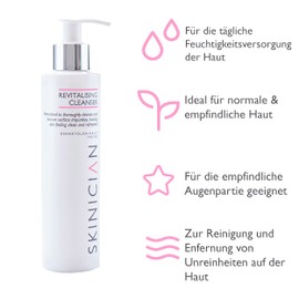 SKINICIAN Revitalising Cleanser - Daily Face Makeup Remover and Light Cleanser - Facial Cleanser - Skin Care with for Soothing and Moisturising (200 ml)