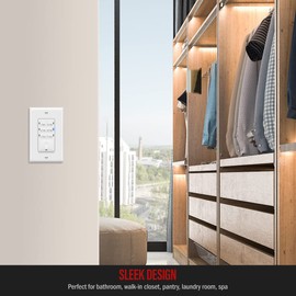 ENERLITES 4-Hour Countdown Timer Switch, 5-10-30-60 Min, 2-4 Hour, for Bathroom Fans, Lights, 120VAC Neutral Wire Required, UL Listed, HET06-W-2PCS, White, 2 Pack