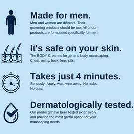 No Hair Crew Body At Home Hair Removal Cream for Manscaping Unwanted Hair with Energizing Ginseng, Premium Depilatory, Painless & Flawless, Made for Men, 200ml