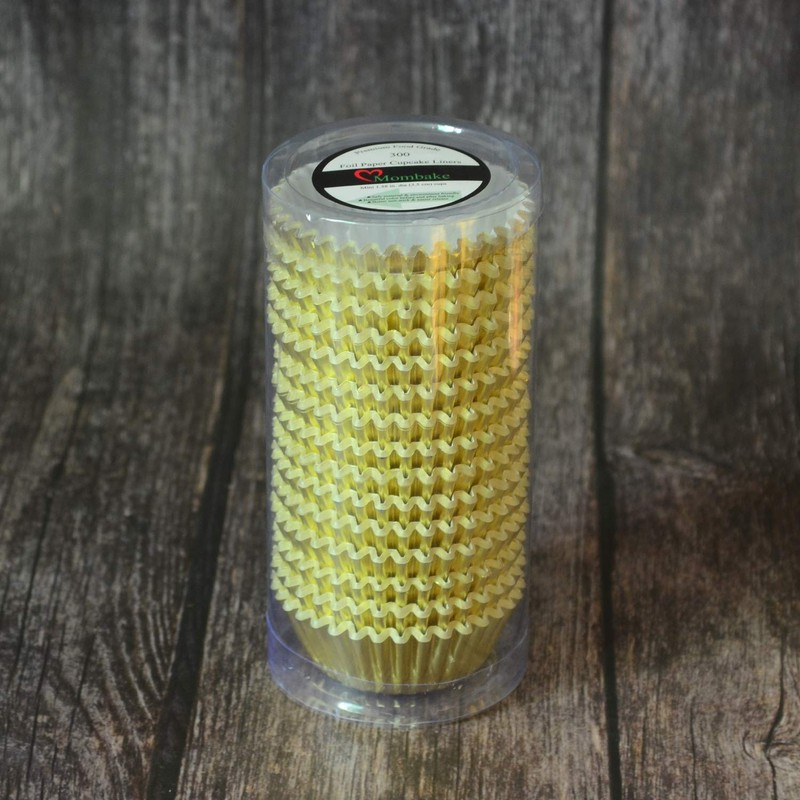 Mombake Mini Foil Cupcake Cases,Muffin Baking Cups(Gold, 300-Count)