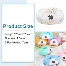 sourcing map Cotton Yarn, 100% Cotton Chunky Yarn for Hand Knitting, Blanket Yarn for Crocheting, 2 Packages of 100g/3.53oz(Per Skein 50g/137yards)/White/Brown