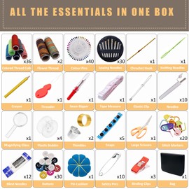 Professional Sewing Kit, 205PCS Premium Sewing Supplies with Case, Portable Sewing Repair DIY Kit, Includes Thread Spools,Needles,Scissors,Thimble, Adults & Beginners Travel Emergency Sewing Supplies